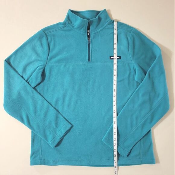 Lands' End Men's Teal Fleece Quarter Zip Pullover Sweatshirt Jacket - Picture 5 of 15